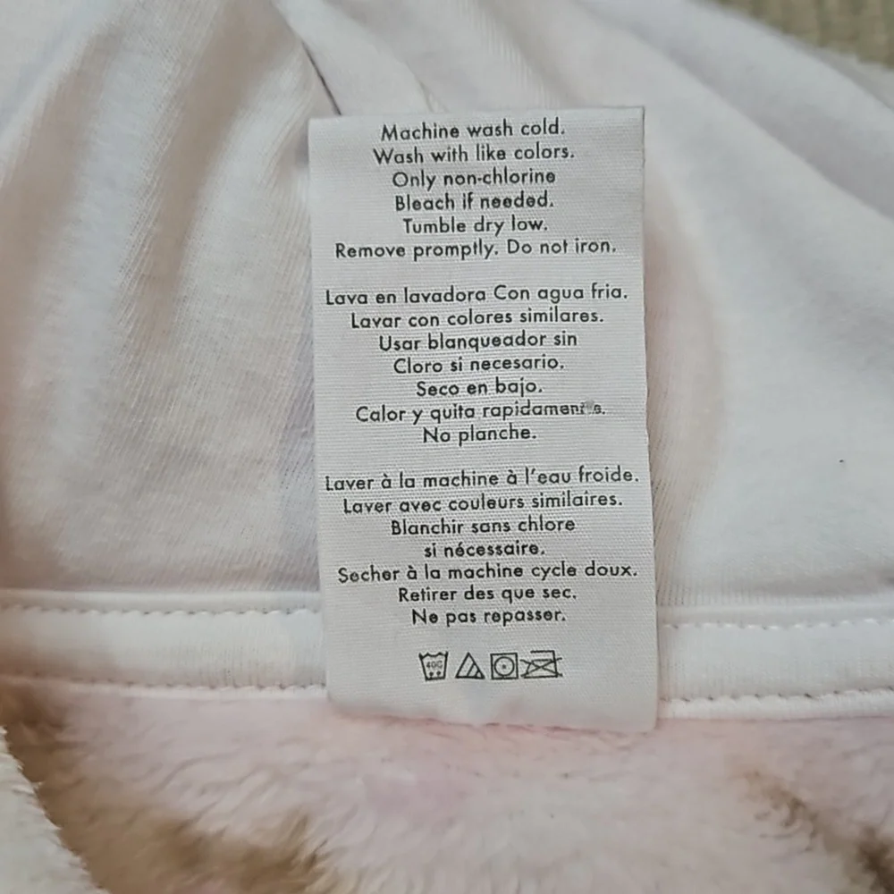 Laura Ashley Baby Bunting Hooded Fleece 3-6 Month Pink Floral Fold Over Mittens